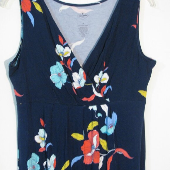 St Johns Bay Summer Dress Medium NWOT $39 Halter Style Dark Blue Floral - Picture 2 of 5